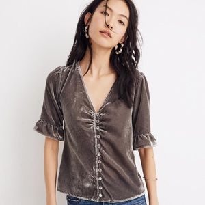 NWT Madewell Velvet Daylight Top (Smoked Graphite)